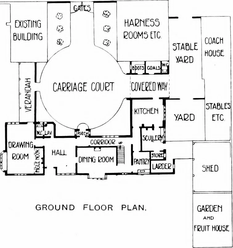 An illustration from Country cottages and week-end homes, by J. H. Elder-Duncan ... with numerous illustrations and plans of cottages by well-known architects, 1912, leaf 167