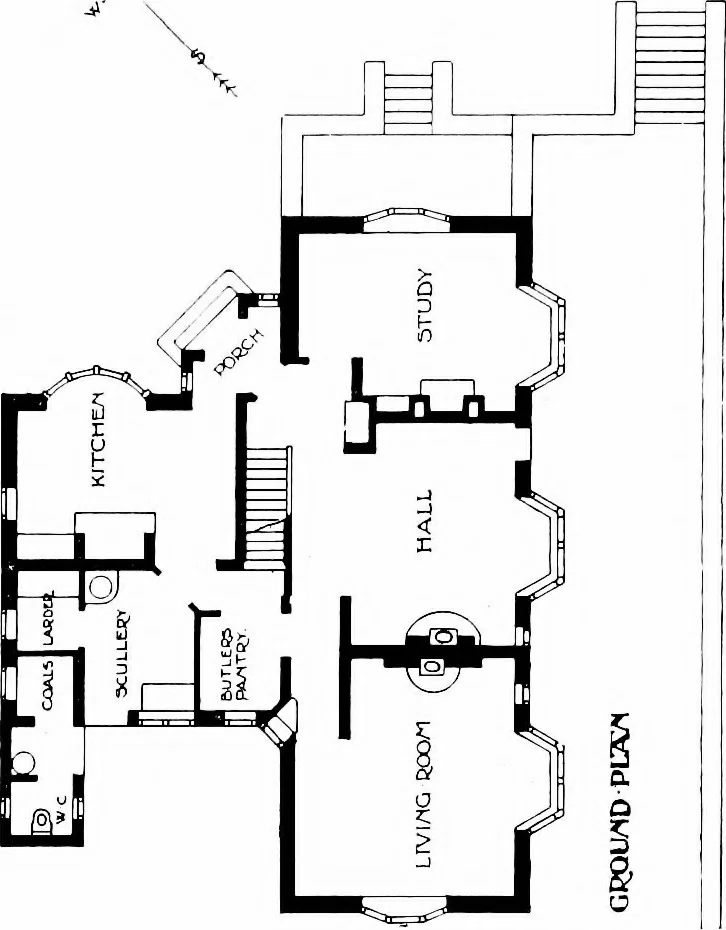 An illustration from Country cottages and week-end homes, by J. H. Elder-Duncan ... with numerous illustrations and plans of cottages by well-known architects, 1912, leaf 169