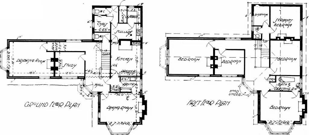An illustration from Country cottages and week-end homes, by J. H. Elder-Duncan ... with numerous illustrations and plans of cottages by well-known architects, 1912, leaf 174