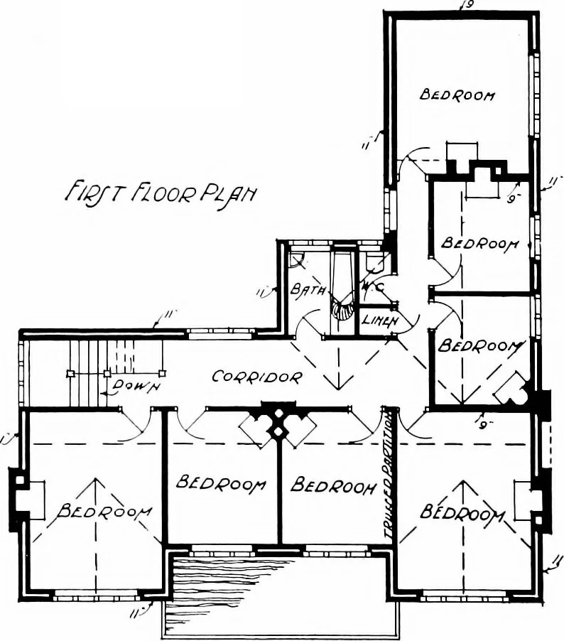 An illustration from Country cottages and week-end homes, by J. H. Elder-Duncan ... with numerous illustrations and plans of cottages by well-known architects, 1912, leaf 176