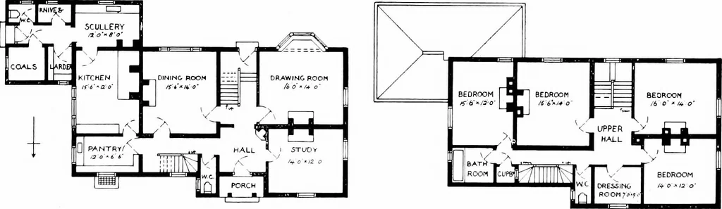An illustration from Country cottages and week-end homes, by J. H. Elder-Duncan ... with numerous illustrations and plans of cottages by well-known architects, 1912, leaf 177