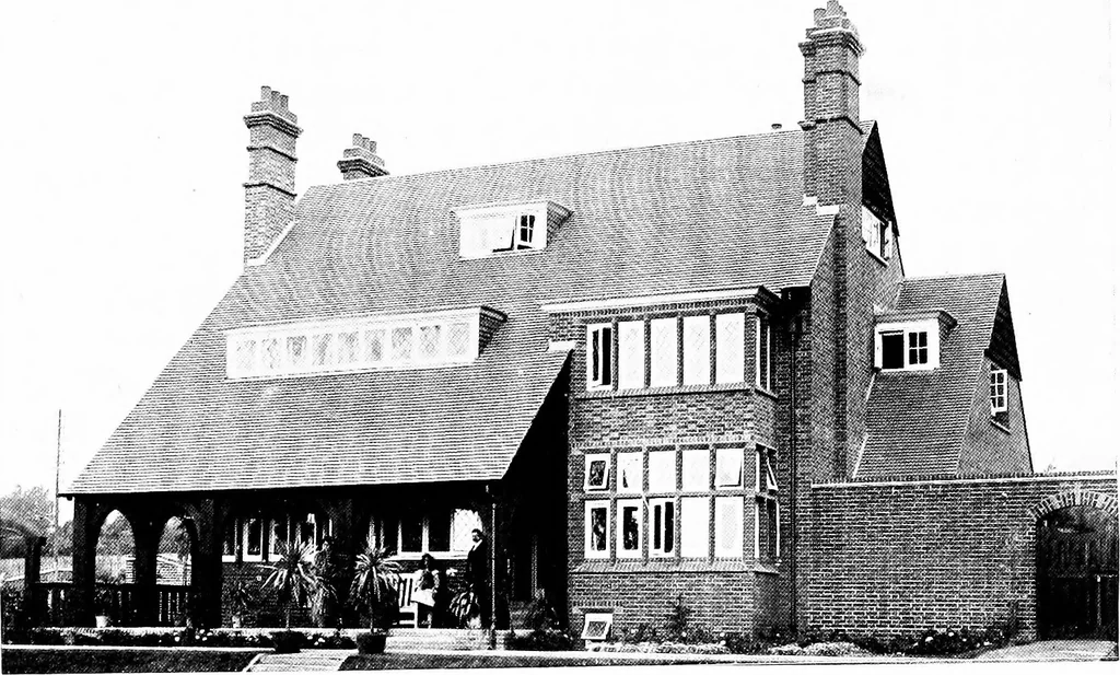 An illustration from Country cottages and week-end homes, by J. H. Elder-Duncan ... with numerous illustrations and plans of cottages by well-known architects, 1912, leaf 179