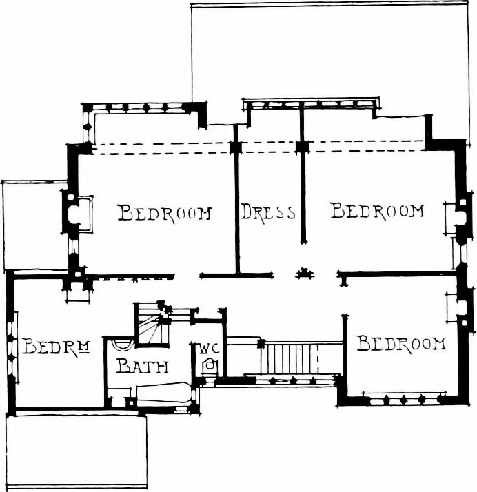 An illustration from Country cottages and week-end homes, by J. H. Elder-Duncan ... with numerous illustrations and plans of cottages by well-known architects, 1912, leaf 179