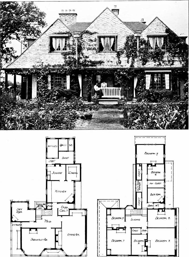 An illustration from Country cottages and week-end homes, by J. H. Elder-Duncan ... with numerous illustrations and plans of cottages by well-known architects, 1912, leaf 181