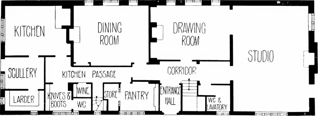 An illustration from Country cottages and week-end homes, by J. H. Elder-Duncan ... with numerous illustrations and plans of cottages by well-known architects, 1912, leaf 185