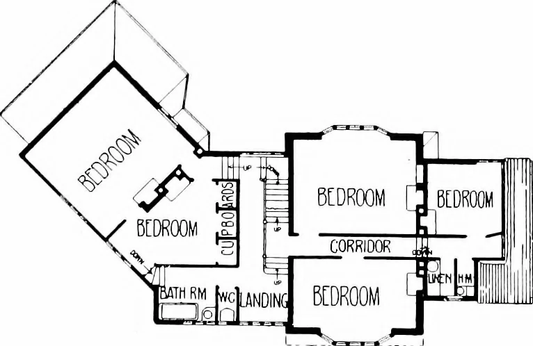 An illustration from Country cottages and week-end homes, by J. H. Elder-Duncan ... with numerous illustrations and plans of cottages by well-known architects, 1912, leaf 188