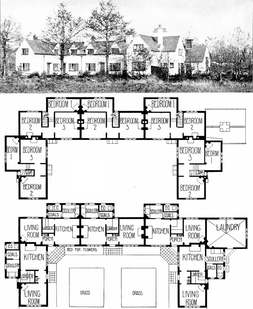 An illustration from Country cottages and week-end homes, by J. H. Elder-Duncan ... with numerous illustrations and plans of cottages by well-known architects, 1912, leaf 189