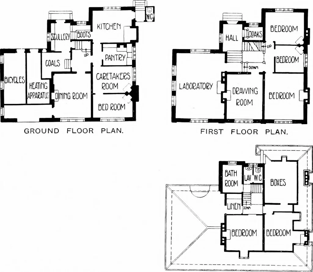 An illustration from Country cottages and week-end homes, by J. H. Elder-Duncan ... with numerous illustrations and plans of cottages by well-known architects, 1912, leaf 192