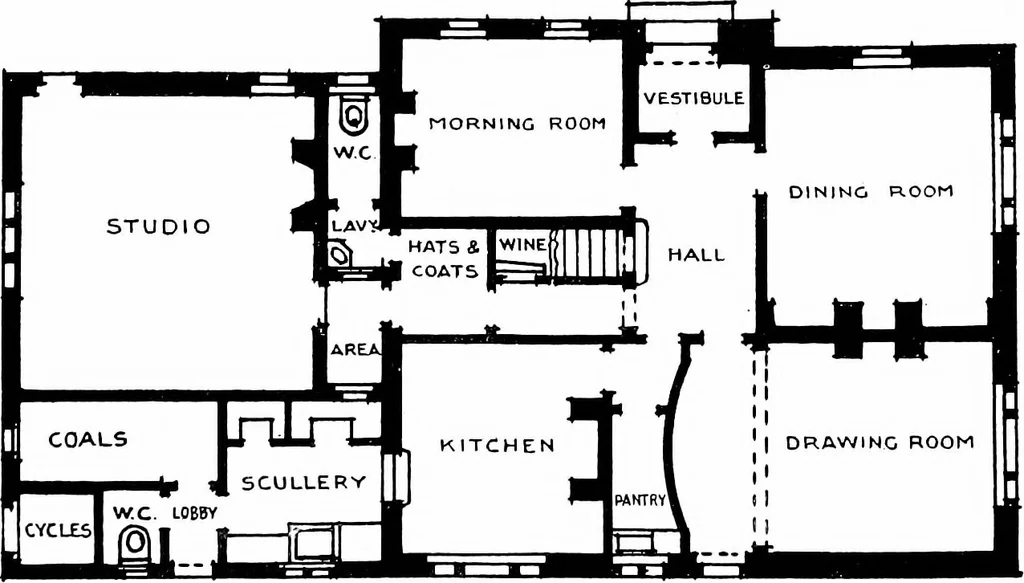 An illustration from Country cottages and week-end homes, by J. H. Elder-Duncan ... with numerous illustrations and plans of cottages by well-known architects, 1912, leaf 193