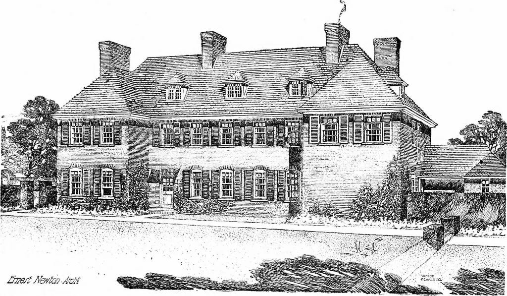 An illustration from Country cottages and week-end homes, by J. H. Elder-Duncan ... with numerous illustrations and plans of cottages by well-known architects, 1912, leaf 200
