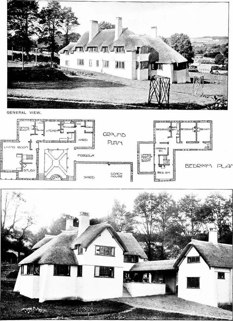 An illustration from Country cottages and week-end homes, by J. H. Elder-Duncan ... with numerous illustrations and plans of cottages by well-known architects, 1912, leaf 202