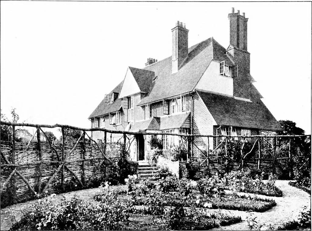 An illustration from Country cottages and week-end homes, by J. H. Elder-Duncan ... with numerous illustrations and plans of cottages by well-known architects, 1912, leaf 204