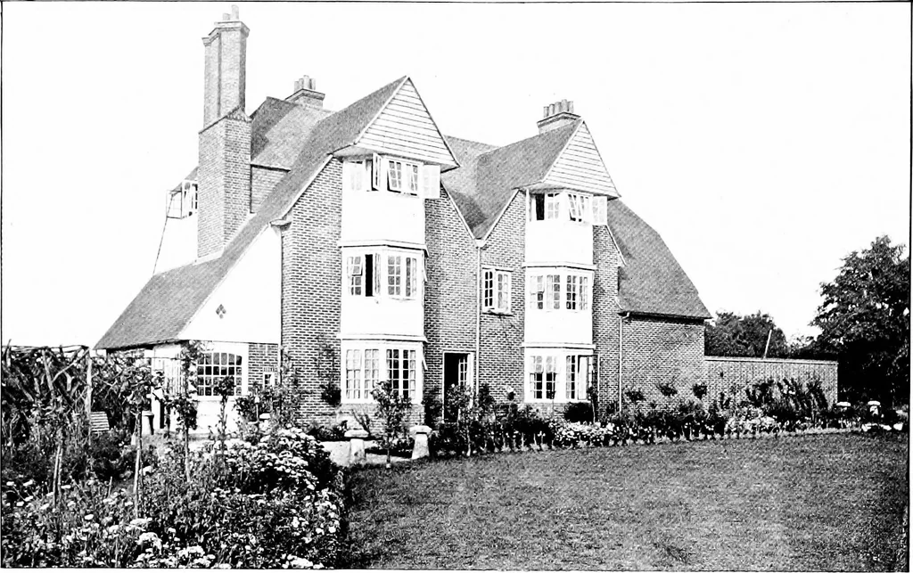 An illustration from Country cottages and week-end homes, by J. H. Elder-Duncan ... with numerous illustrations and plans of cottages by well-known architects, 1912, leaf 205