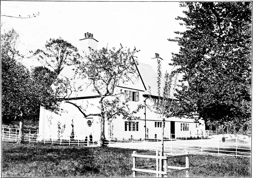 An illustration from Country cottages and week-end homes, by J. H. Elder-Duncan ... with numerous illustrations and plans of cottages by well-known architects, 1912, leaf 206