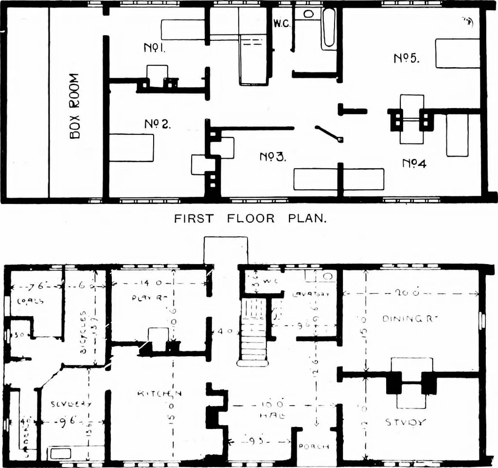 An illustration from Country cottages and week-end homes, by J. H. Elder-Duncan ... with numerous illustrations and plans of cottages by well-known architects, 1912, leaf 206
