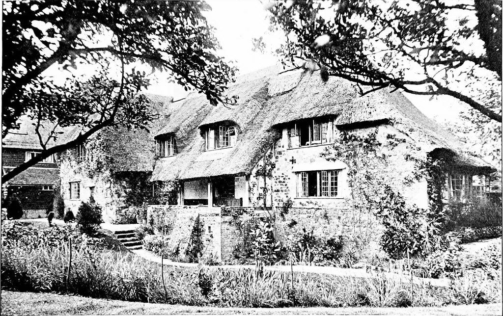 An illustration from Country cottages and week-end homes, by J. H. Elder-Duncan ... with numerous illustrations and plans of cottages by well-known architects, 1912, leaf 208