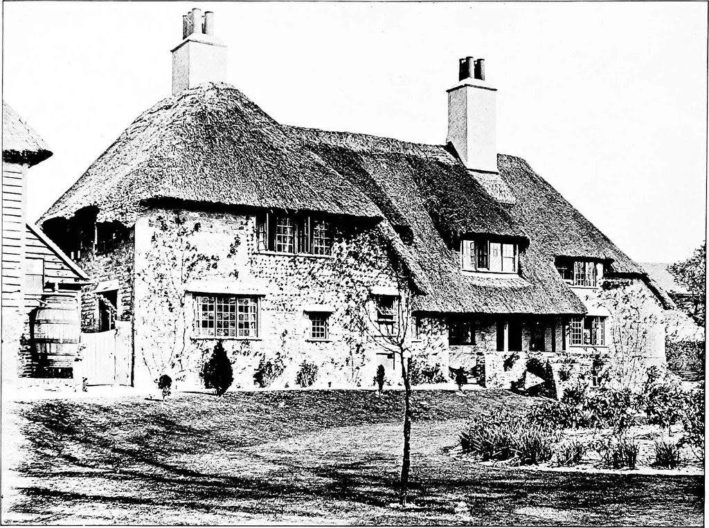 An illustration from Country cottages and week-end homes, by J. H. Elder-Duncan ... with numerous illustrations and plans of cottages by well-known architects, 1912, leaf 209