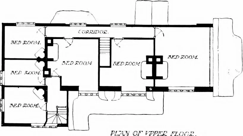 An illustration from Country cottages and week-end homes, by J. H. Elder-Duncan ... with numerous illustrations and plans of cottages by well-known architects, 1912, leaf 209