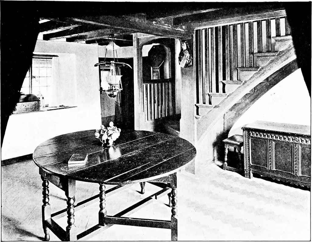 An illustration from Country cottages and week-end homes, by J. H. Elder-Duncan ... with numerous illustrations and plans of cottages by well-known architects, 1912, leaf 210