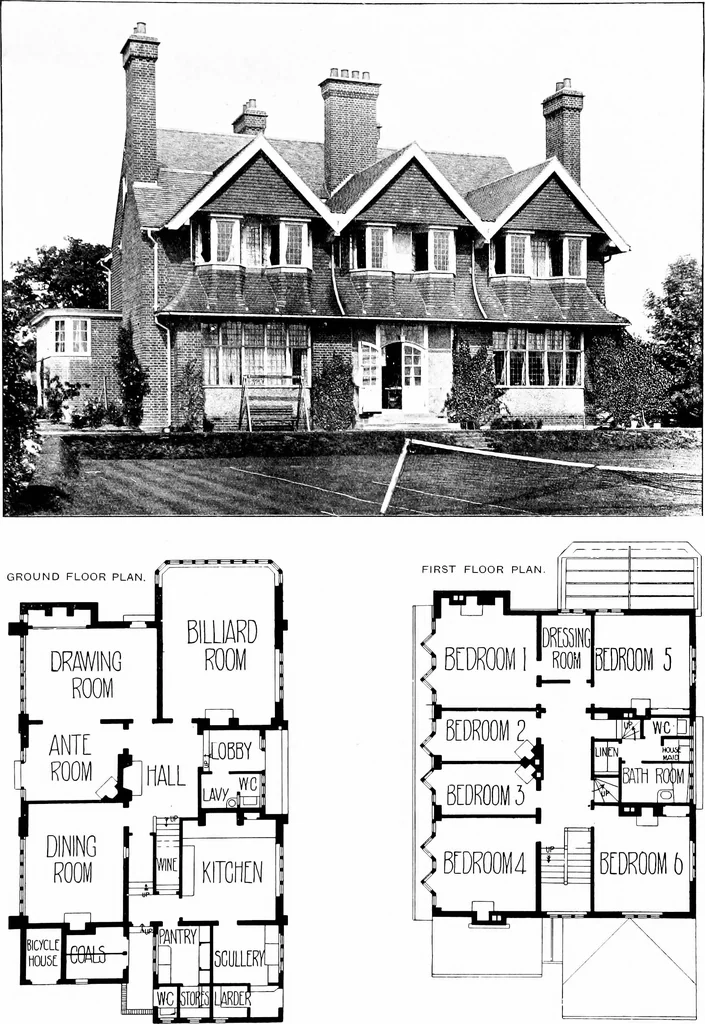 An illustration from Country cottages and week-end homes, by J. H. Elder-Duncan ... with numerous illustrations and plans of cottages by well-known architects, 1912, leaf 212