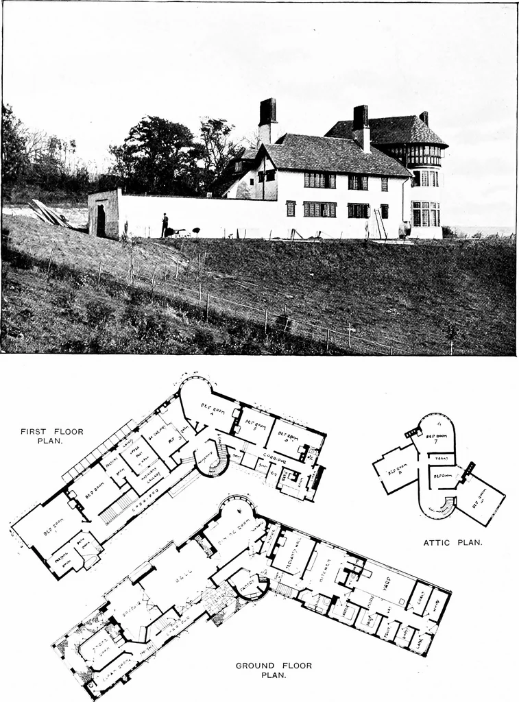 An illustration from Country cottages and week-end homes, by J. H. Elder-Duncan ... with numerous illustrations and plans of cottages by well-known architects, 1912, leaf 217