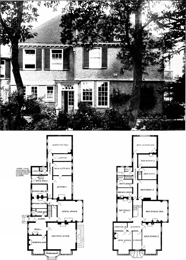 An illustration from Country cottages and week-end homes, by J. H. Elder-Duncan ... with numerous illustrations and plans of cottages by well-known architects, 1912, leaf 219
