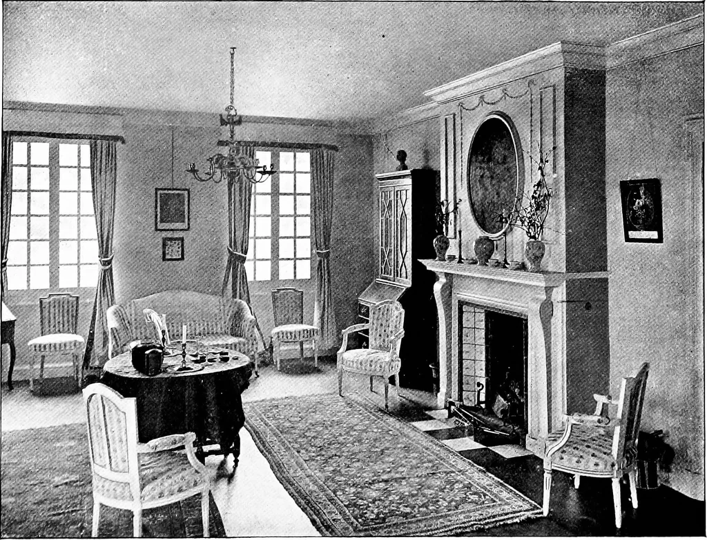 An illustration from Country cottages and week-end homes, by J. H. Elder-Duncan ... with numerous illustrations and plans of cottages by well-known architects, 1912, leaf 223