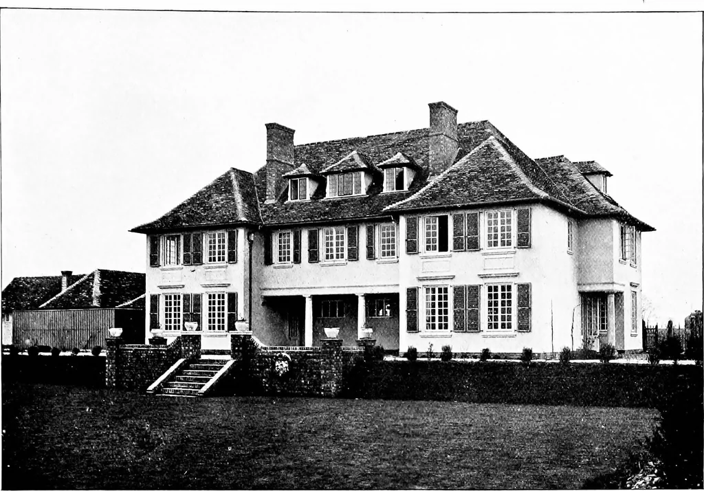 An illustration from Country cottages and week-end homes, by J. H. Elder-Duncan ... with numerous illustrations and plans of cottages by well-known architects, 1912, leaf 224