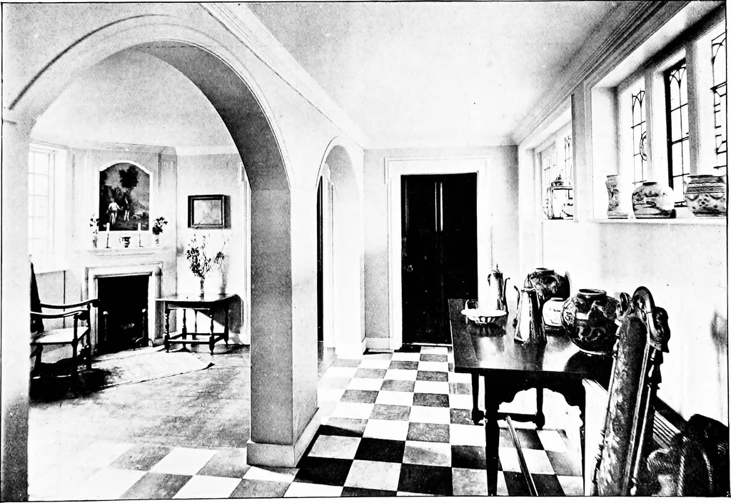 An illustration from Country cottages and week-end homes, by J. H. Elder-Duncan ... with numerous illustrations and plans of cottages by well-known architects, 1912, leaf 224
