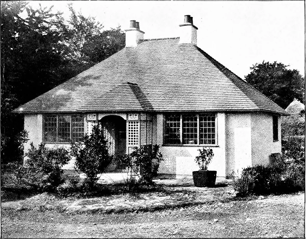 An illustration from Country cottages and week-end homes, by J. H. Elder-Duncan ... with numerous illustrations and plans of cottages by well-known architects, 1912, leaf 29