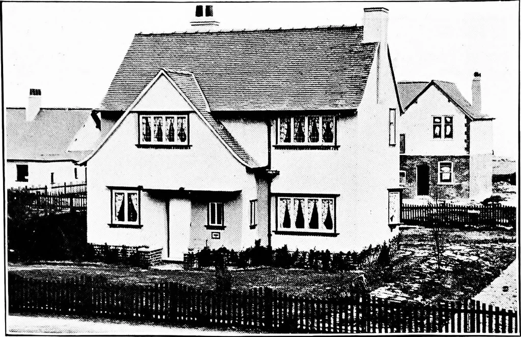 An illustration from Country cottages and week-end homes, by J. H. Elder-Duncan ... with numerous illustrations and plans of cottages by well-known architects, 1912, leaf 38