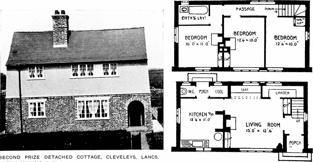 An illustration from Country cottages and week-end homes, by J. H. Elder-Duncan ... with numerous illustrations and plans of cottages by well-known architects, 1912, leaf 38
