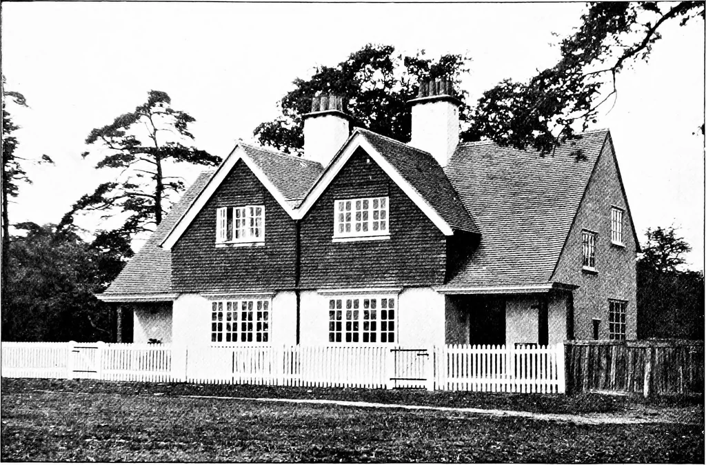 An illustration from Country cottages and week-end homes, by J. H. Elder-Duncan ... with numerous illustrations and plans of cottages by well-known architects, 1912, leaf 54