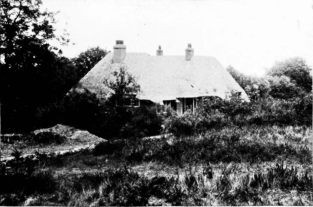 An illustration from Country cottages and week-end homes, by J. H. Elder-Duncan ... with numerous illustrations and plans of cottages by well-known architects, 1912, leaf 58