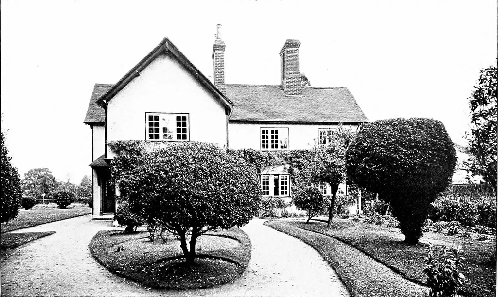 An illustration from Country cottages and week-end homes, by J. H. Elder-Duncan ... with numerous illustrations and plans of cottages by well-known architects, 1912, leaf 71