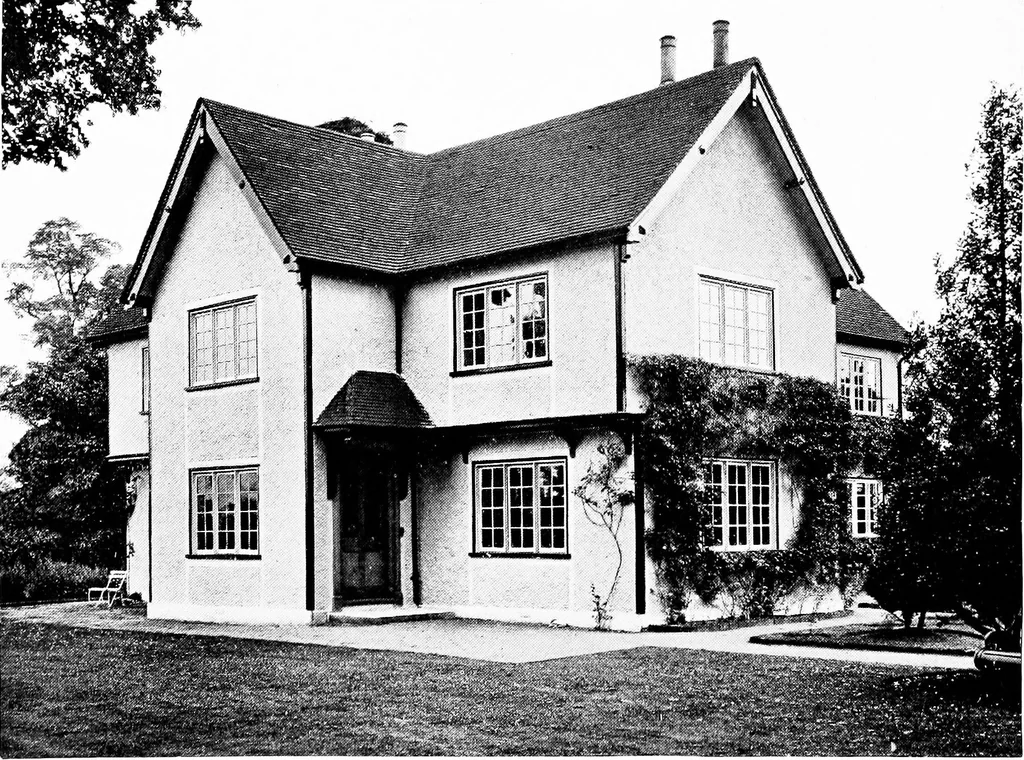 An illustration from Country cottages and week-end homes, by J. H. Elder-Duncan ... with numerous illustrations and plans of cottages by well-known architects, 1912, leaf 71