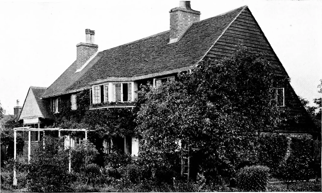 An illustration from Country cottages and week-end homes, by J. H. Elder-Duncan ... with numerous illustrations and plans of cottages by well-known architects, 1912, leaf 81