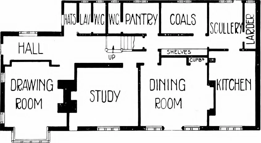 An illustration from Country cottages and week-end homes, by J. H. Elder-Duncan ... with numerous illustrations and plans of cottages by well-known architects, 1912, leaf 81