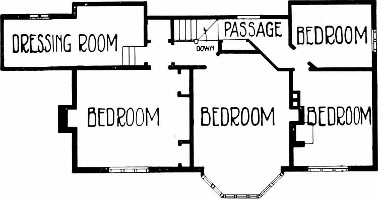 An illustration from Country cottages and week-end homes, by J. H. Elder-Duncan ... with numerous illustrations and plans of cottages by well-known architects, 1912, leaf 81