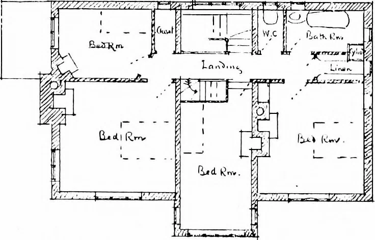 An illustration from Country cottages and week-end homes, by J. H. Elder-Duncan ... with numerous illustrations and plans of cottages by well-known architects, 1912, leaf 89