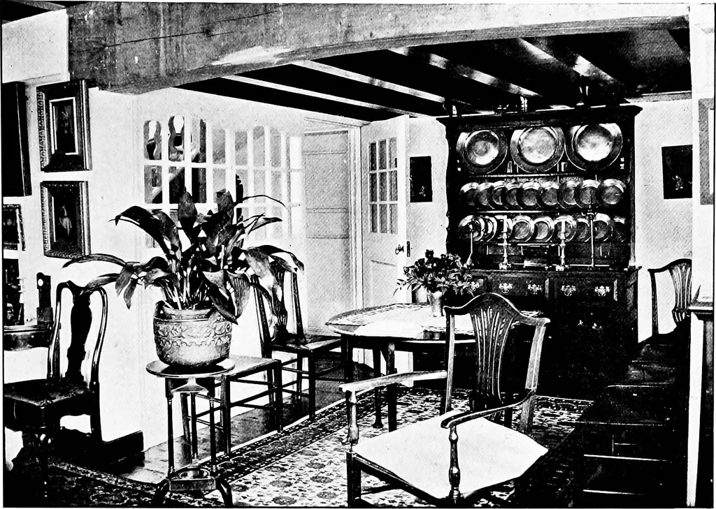 An illustration from Country cottages and week-end homes, by J. H. Elder-Duncan ... with numerous illustrations and plans of cottages by well-known architects, 1912, leaf 90