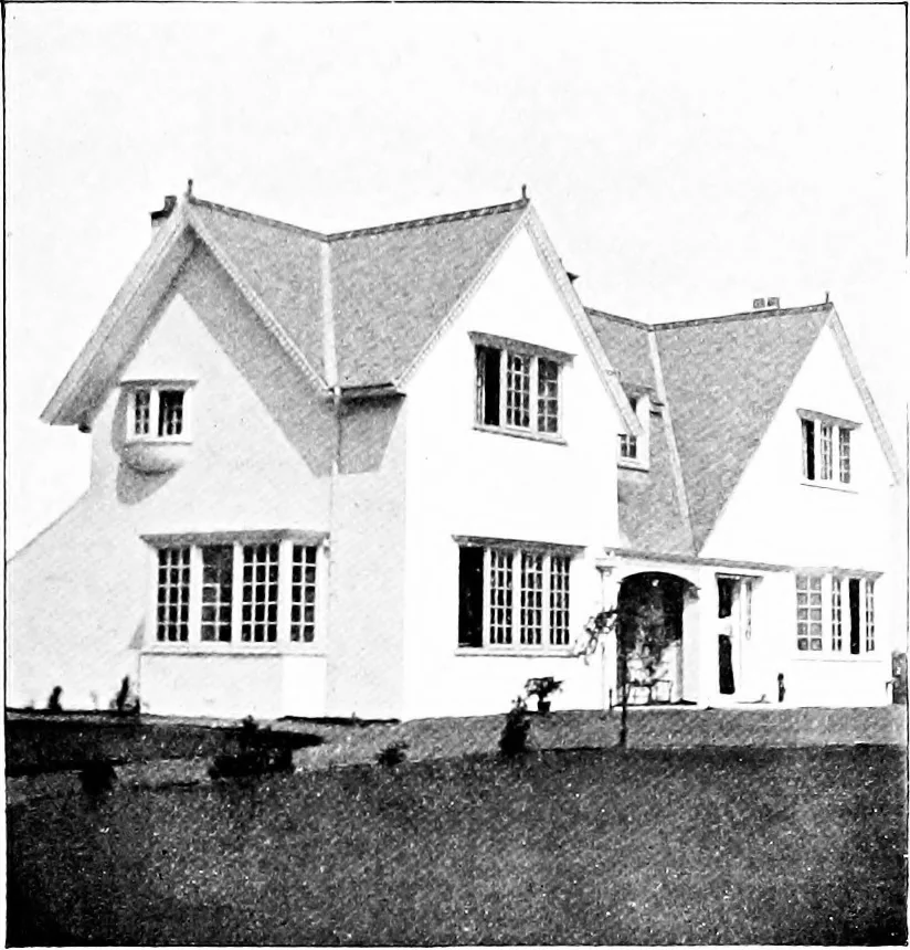An illustration from Country cottages and week-end homes, by J. H. Elder-Duncan ... with numerous illustrations and plans of cottages by well-known architects, 1912, leaf 95