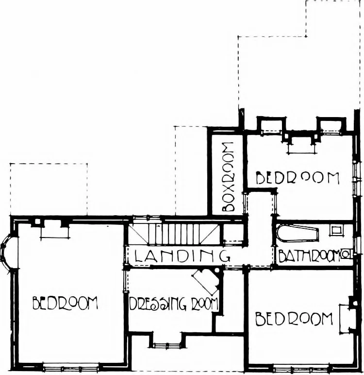 An illustration from Country cottages and week-end homes, by J. H. Elder-Duncan ... with numerous illustrations and plans of cottages by well-known architects, 1912, leaf 95