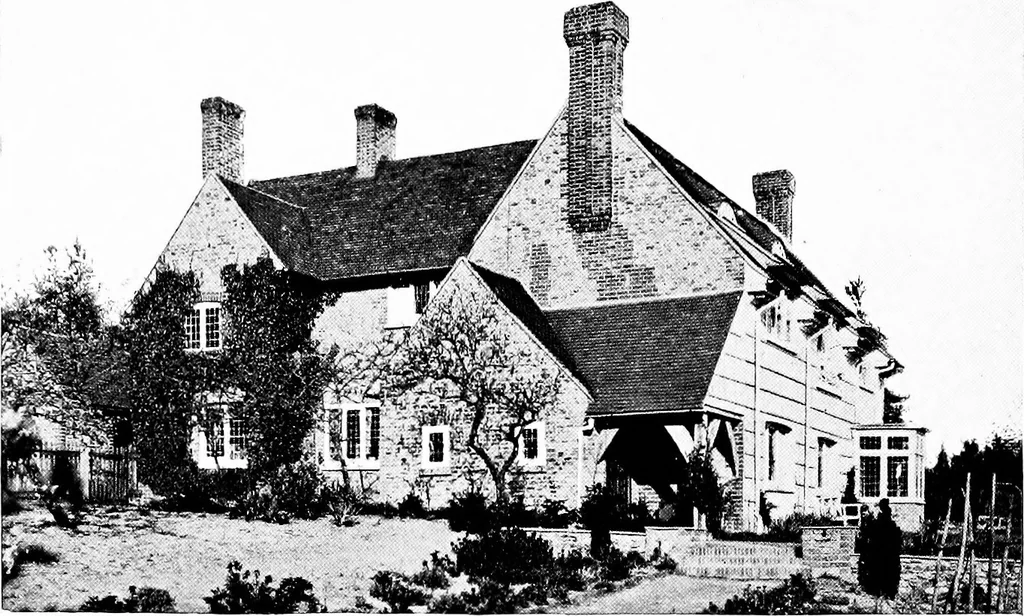 An illustration from Country cottages and week-end homes, by J. H. Elder-Duncan ... with numerous illustrations and plans of cottages by well-known architects, 1912, leaf 96