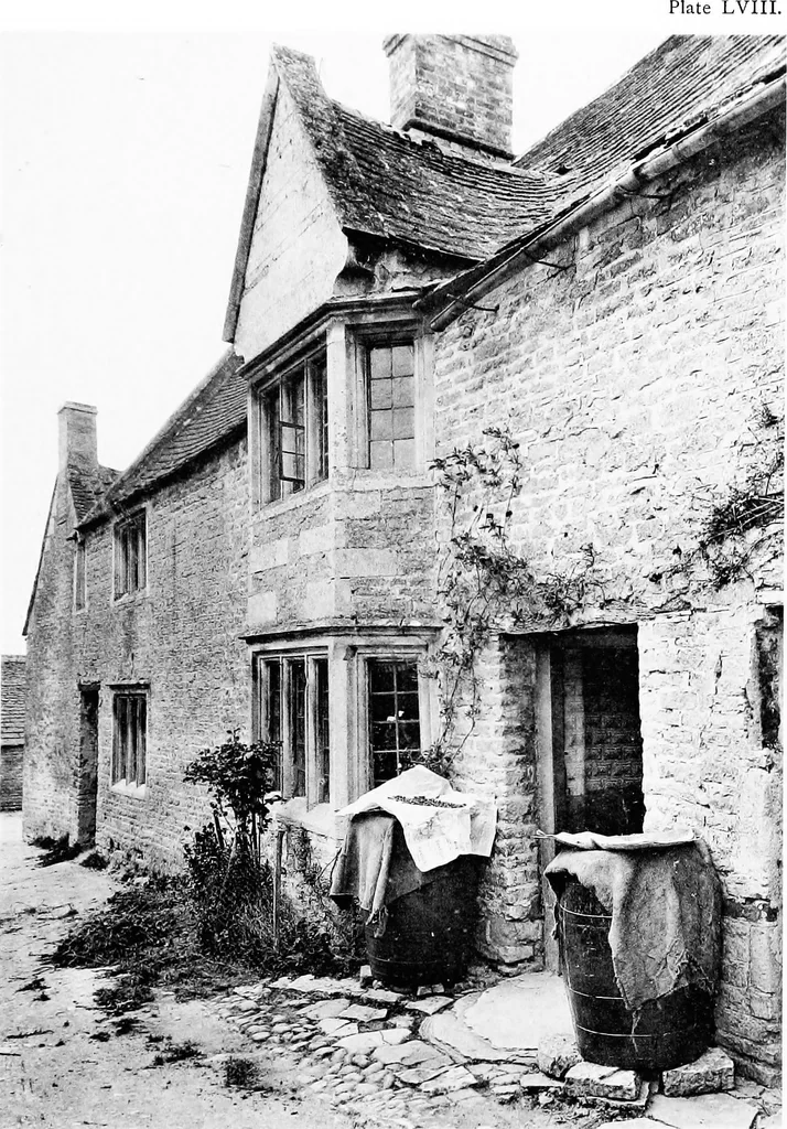 An illustration from Old cottages, farm-houses, and other stone buildings in the Cotswold district; examples of minor domestic architecture in Gloucestershire, Oxfordshire, Northants, Worcestershire, &c., 1905, leaf 206