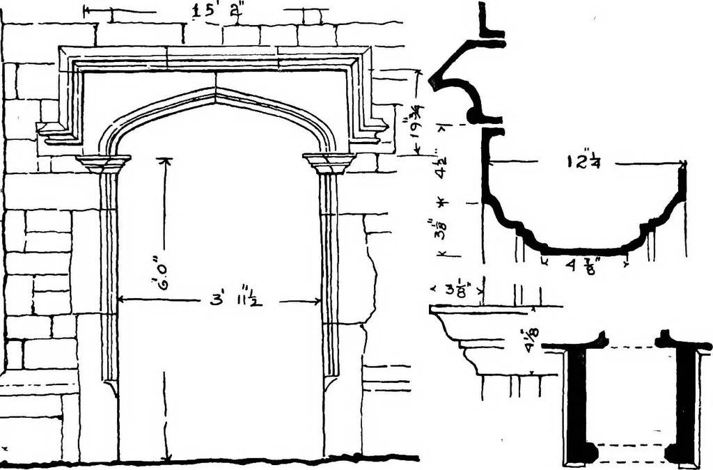 An illustration from Old cottages, farm-houses, and other stone buildings in the Cotswold district; examples of minor domestic architecture in Gloucestershire, Oxfordshire, Northants, Worcestershire, &c., 1905, leaf 40
