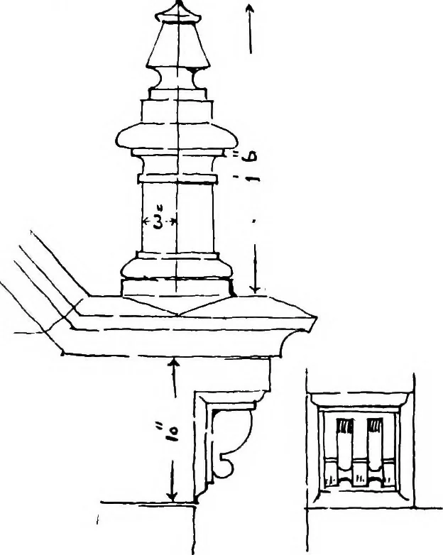 An illustration from Old cottages, farm-houses, and other stone buildings in the Cotswold district; examples of minor domestic architecture in Gloucestershire, Oxfordshire, Northants, Worcestershire, &c., 1905, leaf 72