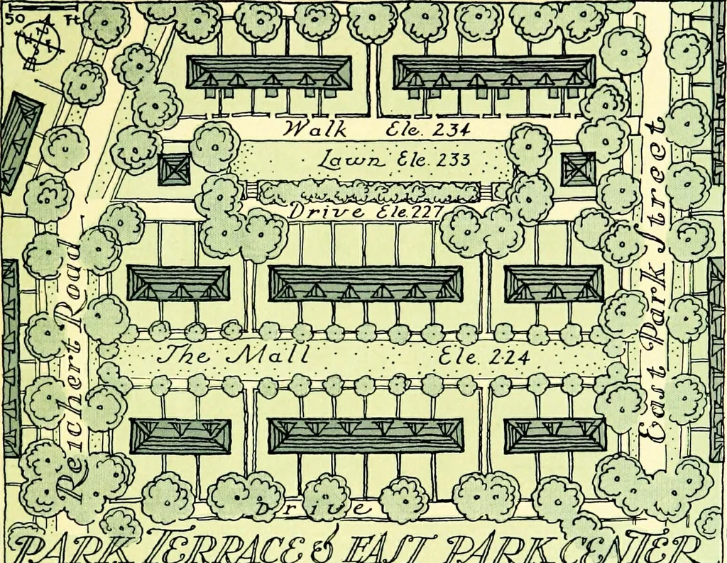 An illustration from Wyomissing Park ; the modern garden suburb of Reading, Pennsylvania;, 1919, leaf 24