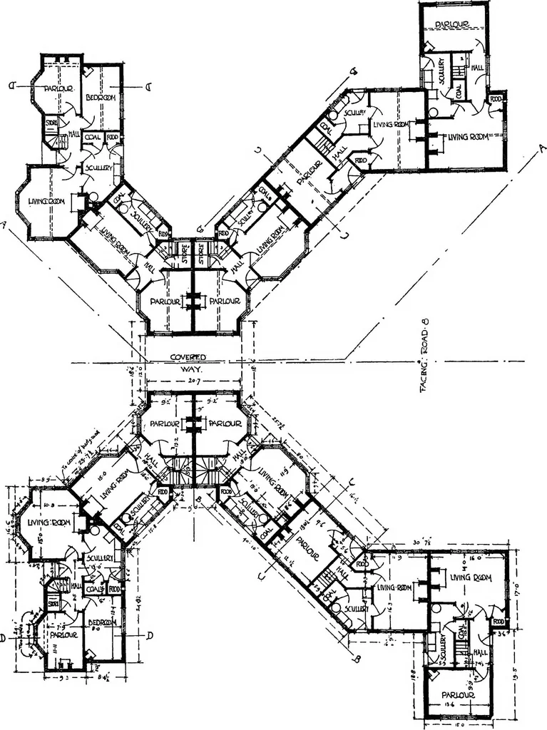 An illustration from The housing problem in war and peace, 1918, leaf 87