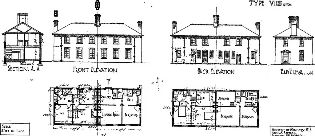 An illustration from The housing problem in war and peace, 1918, leaf 88